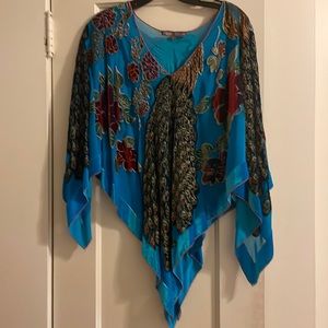 Hale Bob teal bohemian poncho
